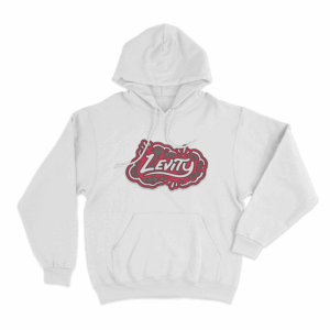 Levity Red Halftone Cloud Logo Unisex Hoodie White